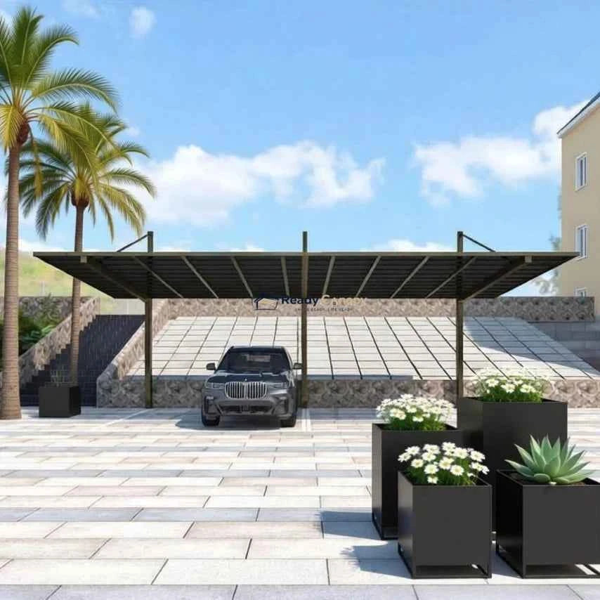 Back-Pull Cantilever Double Carport - Champagne