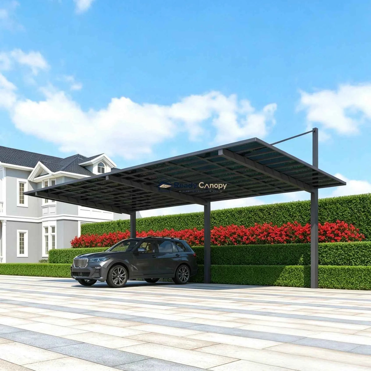 Back-Pull Cantilever Double Carport - Grey