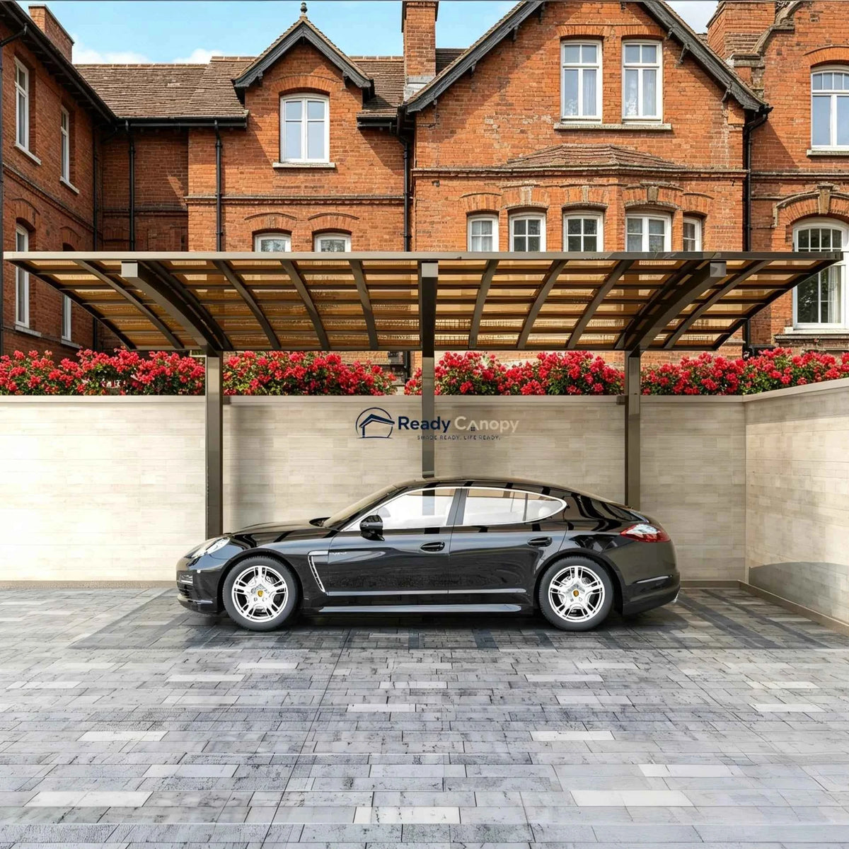 L Shape Cantilever Single Carport - Champagne