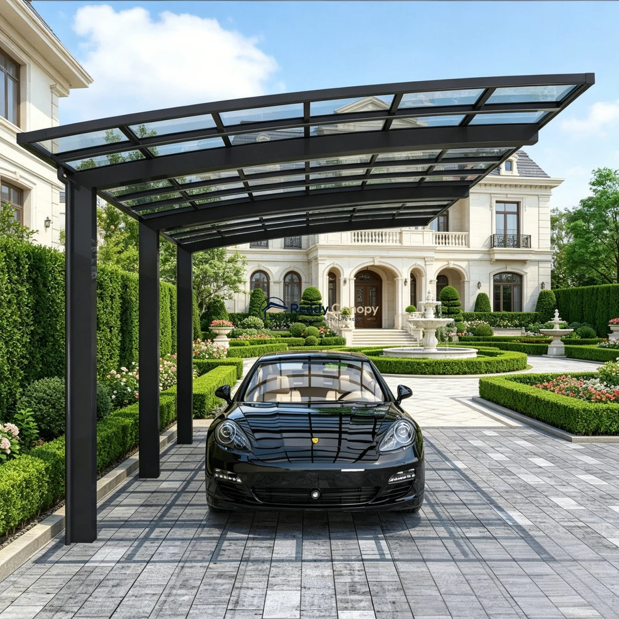 L Shape Cantilever Single Carport - Grey