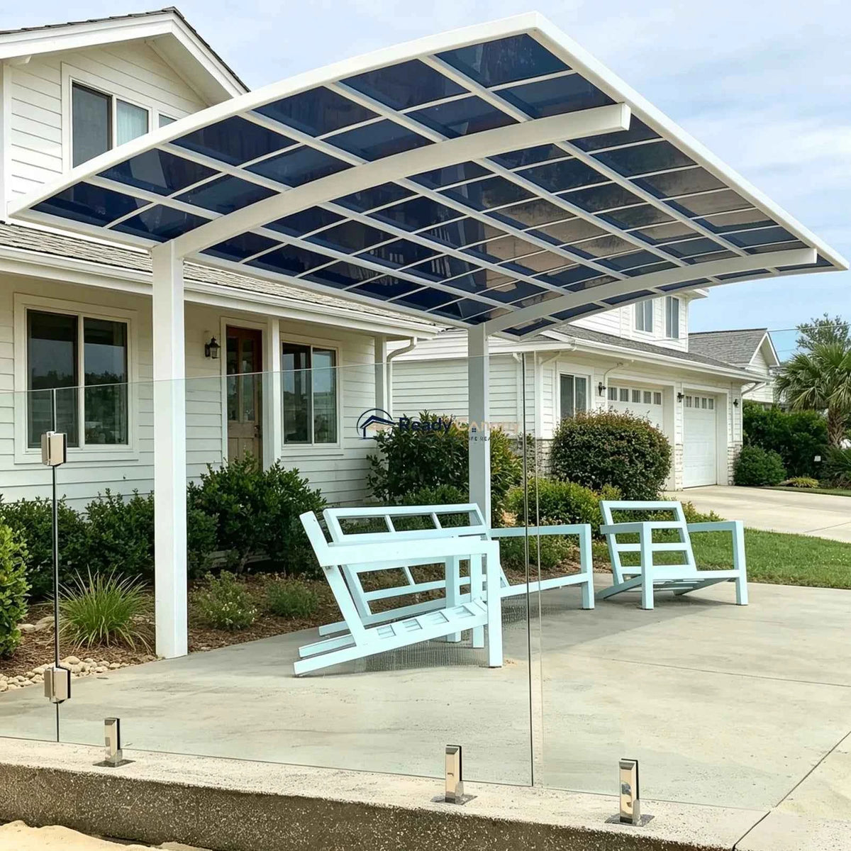 L Shape Cantilever Single Carport - White