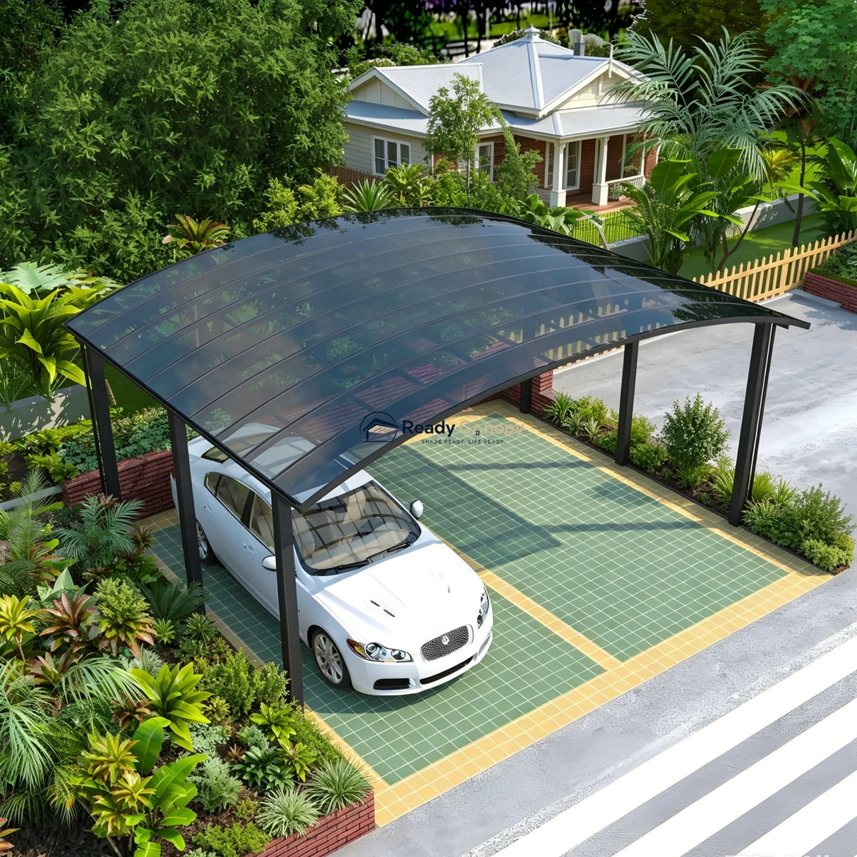 M-Shape Double Carport - Grey
