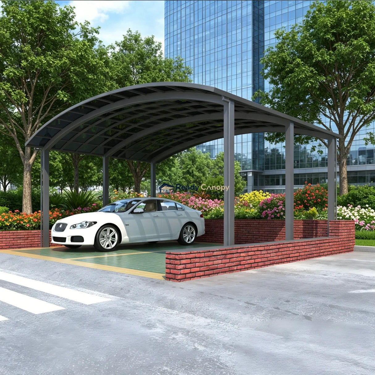 M-Shape Double Carport - Grey