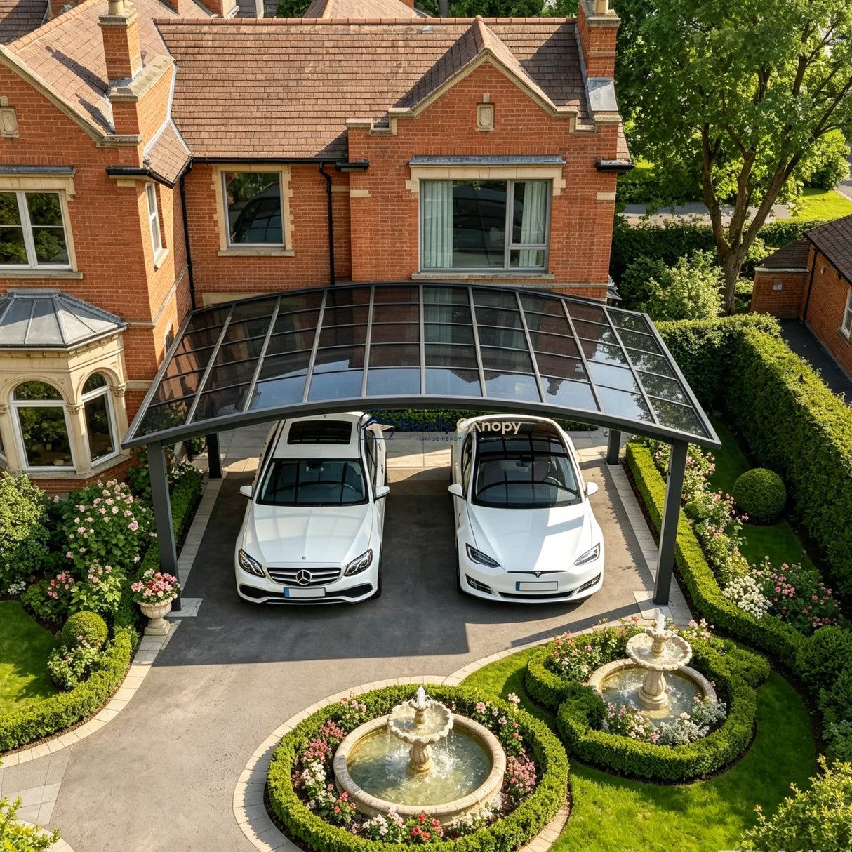 M-Shape Double Carport - Grey