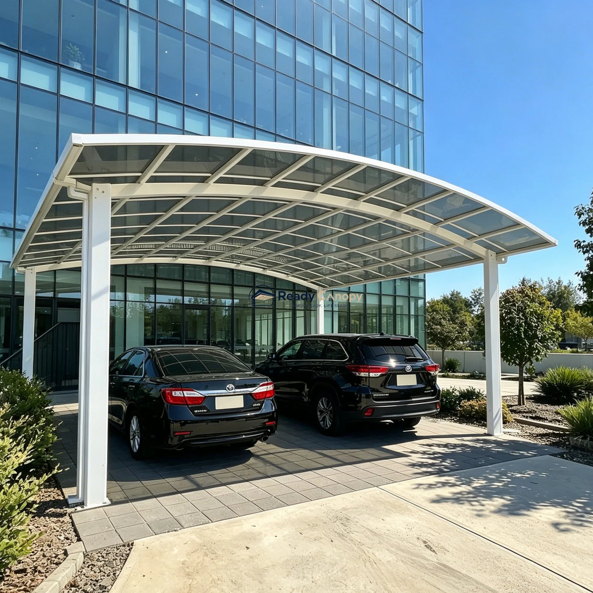M-Shape Double Carport - White