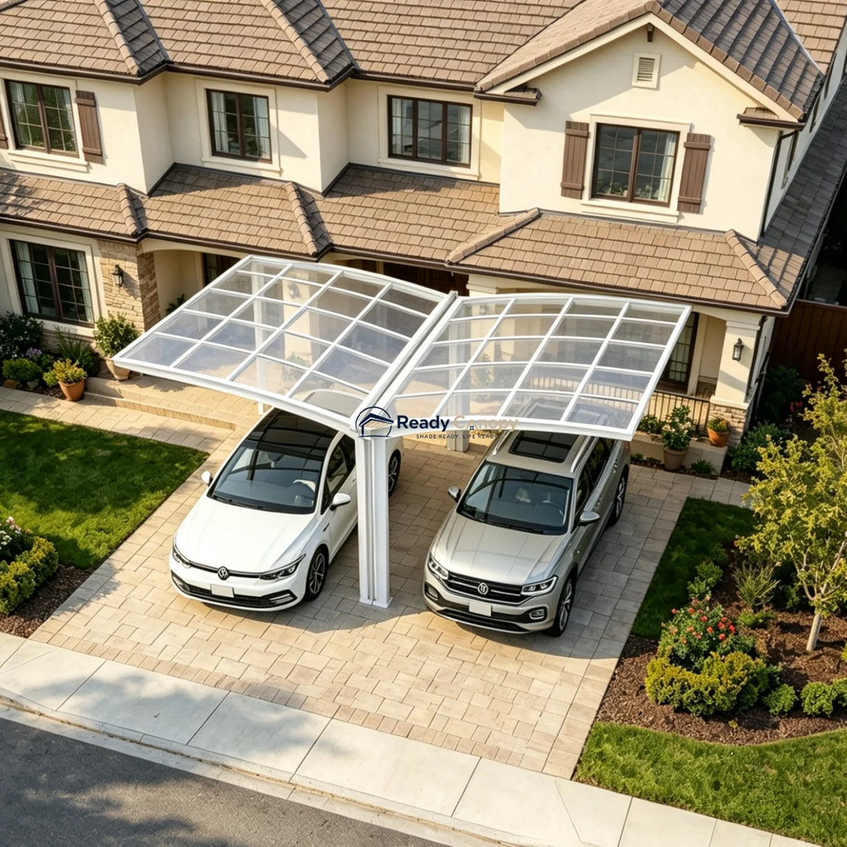 Y Shape Double Carport Kit - White