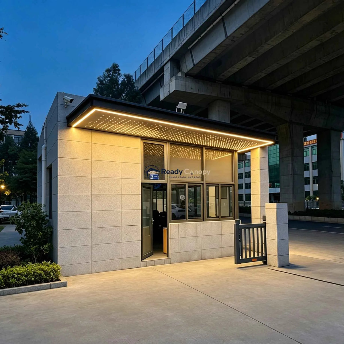 Custom Aluminum Solid Panel Awning with Fiber Optic Starry Sky - Ready Canopy