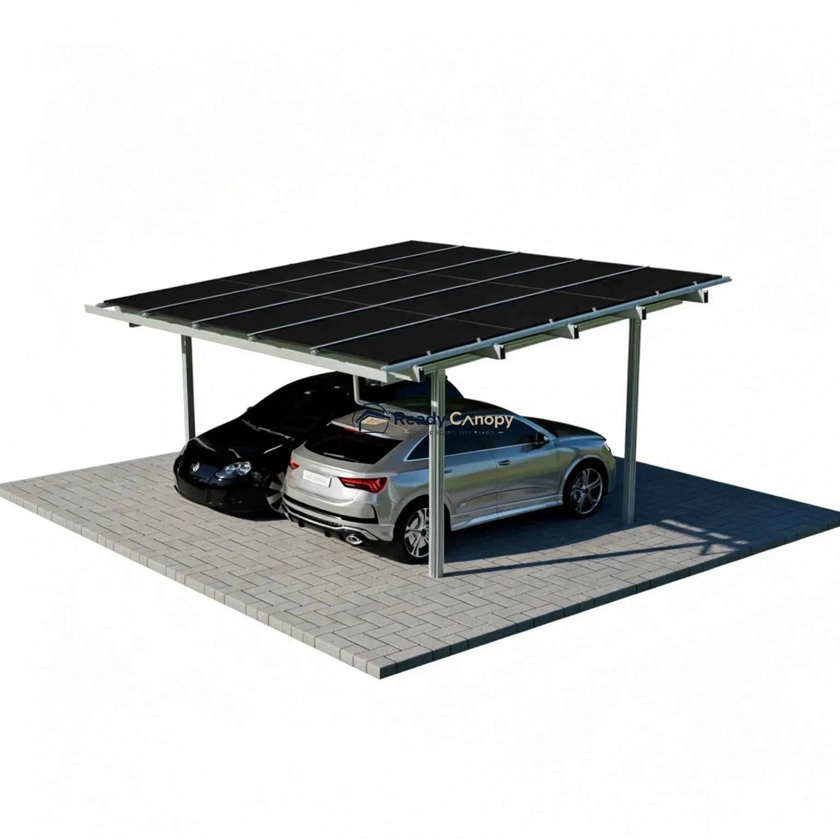 Double Solar Carport Kit Silver - Ready Canopy