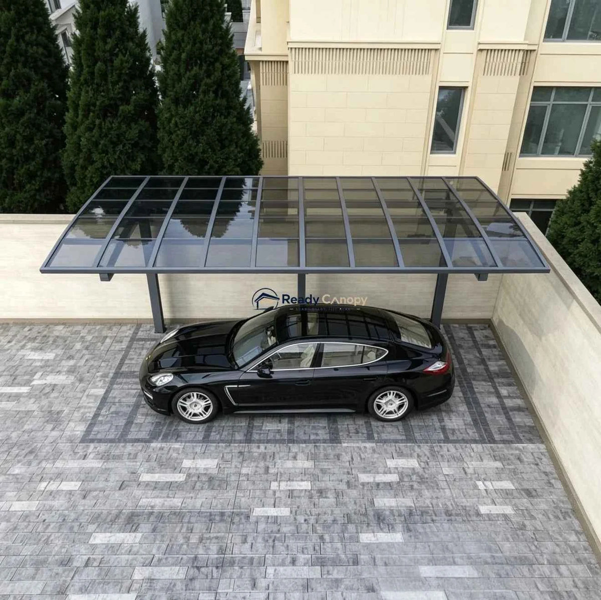 L Shape Cantilever Single Carport - Grey - Ready Canopy