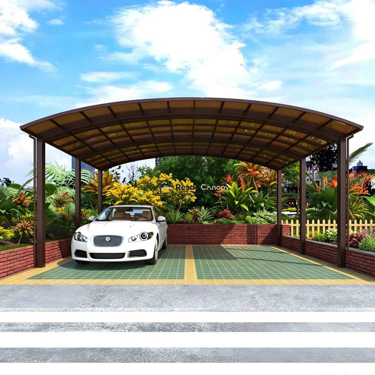 M-Shape Double Carport - Brown - Ready Canopy
