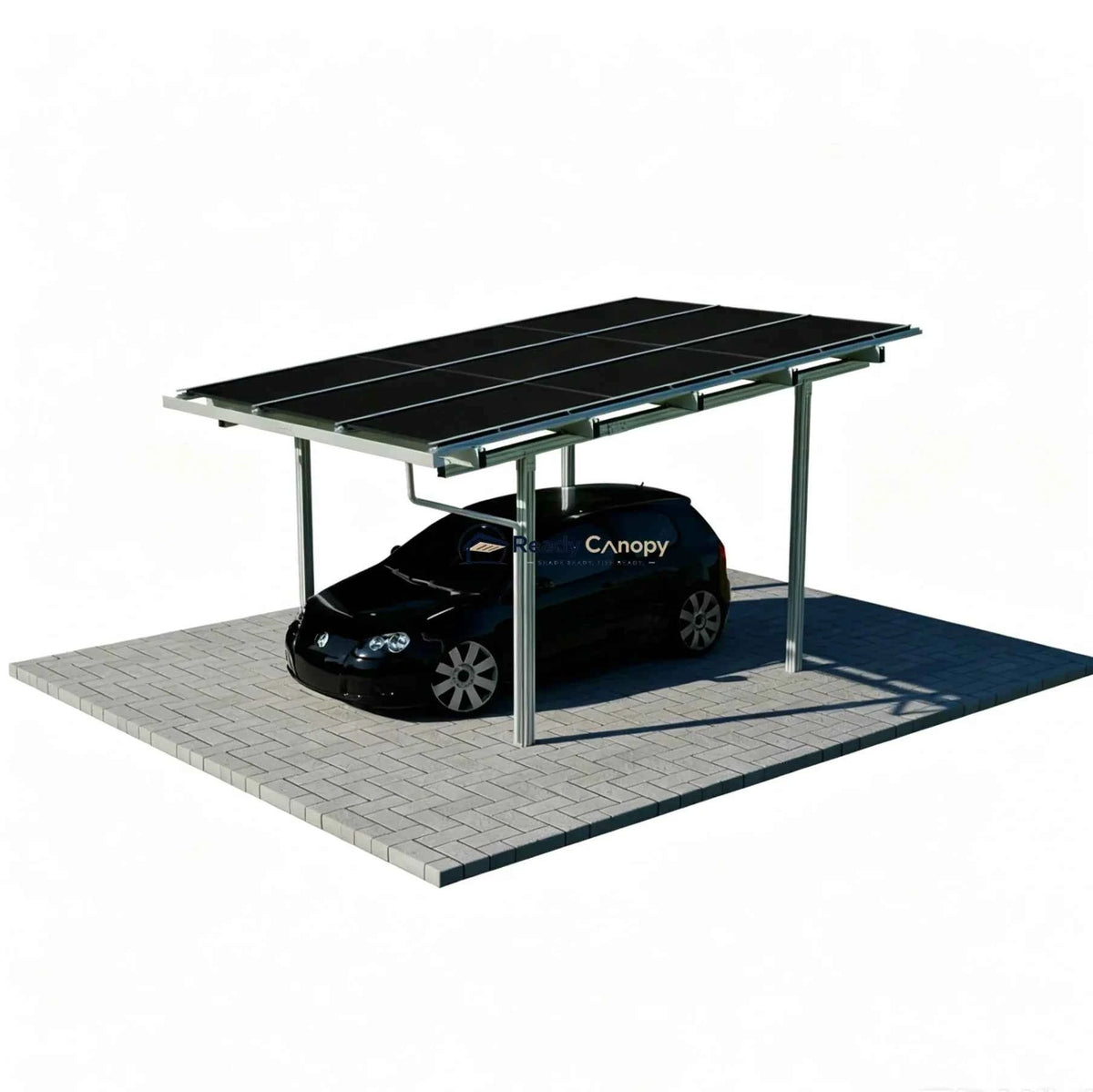 Single Solar Carport 4kW Kit Silver with 9 Solar Panels & Inverter(EV Charger & Battery Storage Options) - Ready Canopy