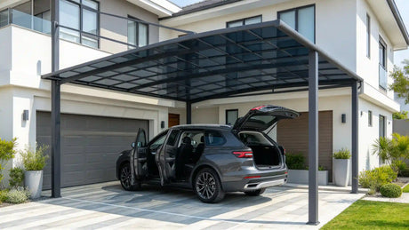 Back-Pull Single Cantilever Carport Kits: Clear-Span Parking with No Front Posts - Ready Canopy