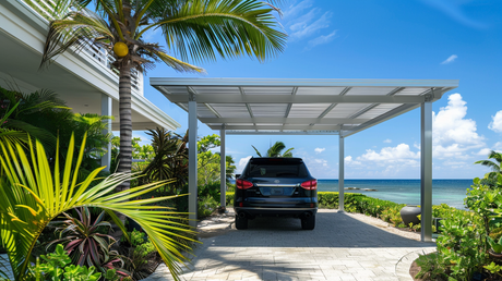 Solar-ready aluminum carport kit for sunny regions