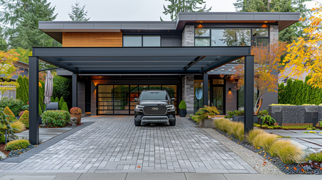 Retractable carport kit for a home driveway