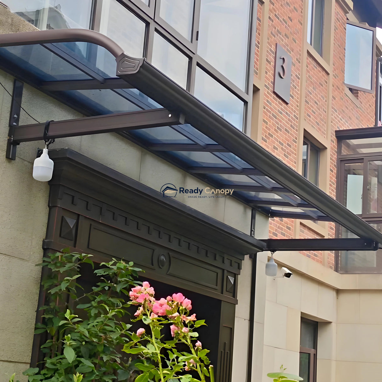 Aluminium Frame Awning - Brown — side view