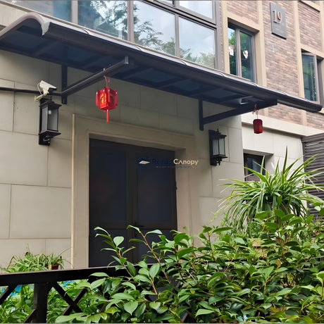 Aluminium Frame Awning - Brown — angled view