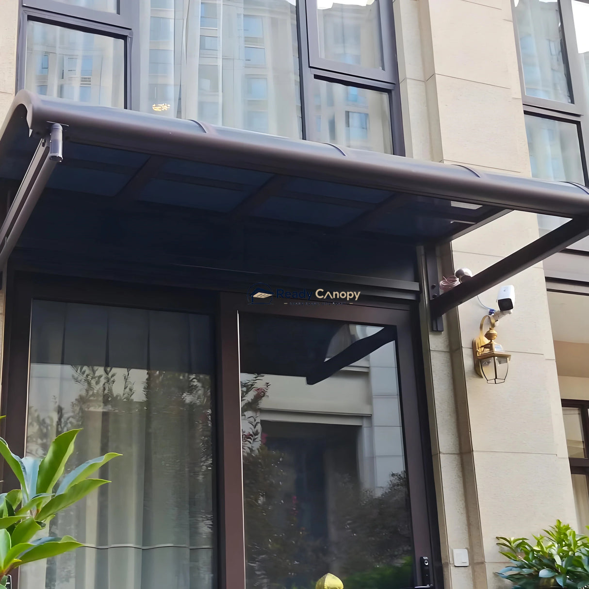 Aluminium Frame Awning - Brown — installed outdoors
