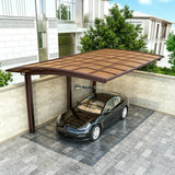 L Shape Cantilever Single Carport - Brown
