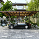L Shape Cantilever Single Carport - Brown