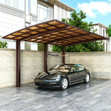L Shape Cantilever Single Carport - Brown
