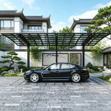 L Shape Cantilever Single Carport - Grey