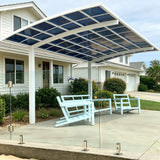 L Shape Cantilever Single Carport - White