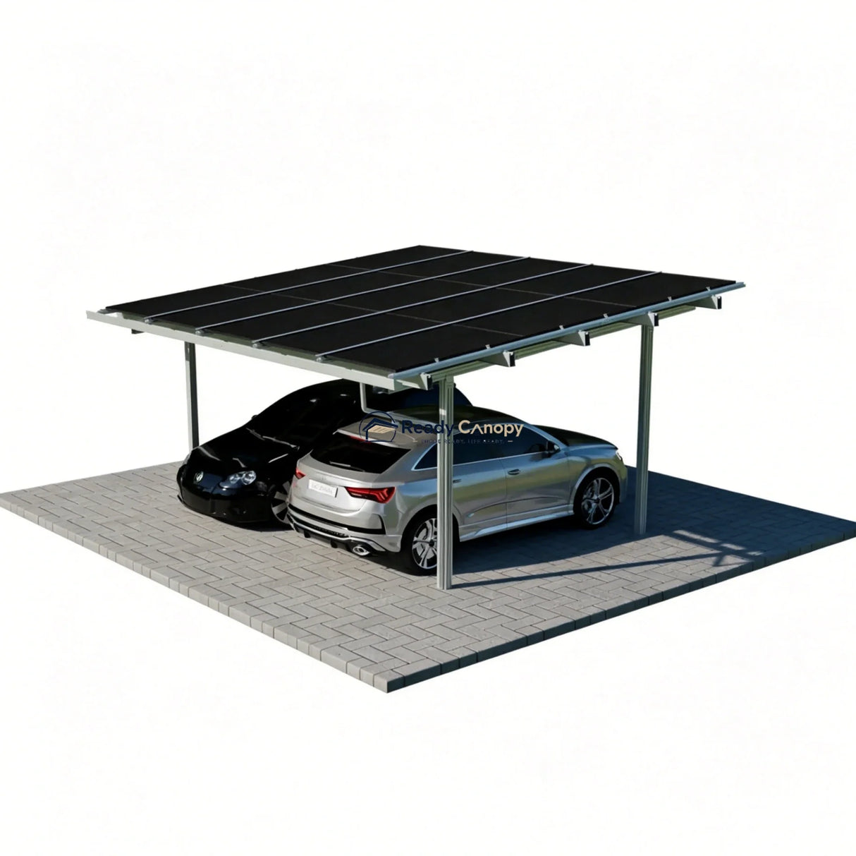 Double Solar Carport Kit Silver(Includes Solar Modules)