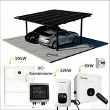Double Solar Carport Kit Black – Includes 15 Solar Modules 6 kW Inverter(Optional Battery Storage & Wallbox)