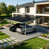 Double Solar Carport Kit Silver – Includes 15 Solar Modules 6 kW Inverter(Optional Battery Storage & Wallbox)