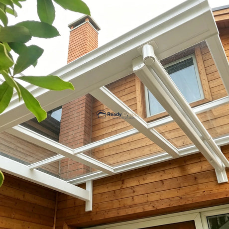 L Shape Awning White — side view