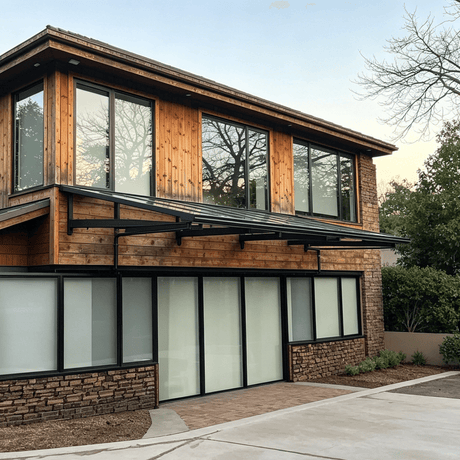 L Shape Awning Grey — frame detail