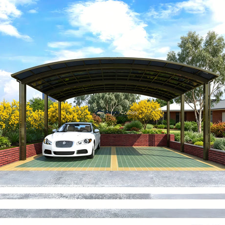M-Shape Double Carport - Champagne