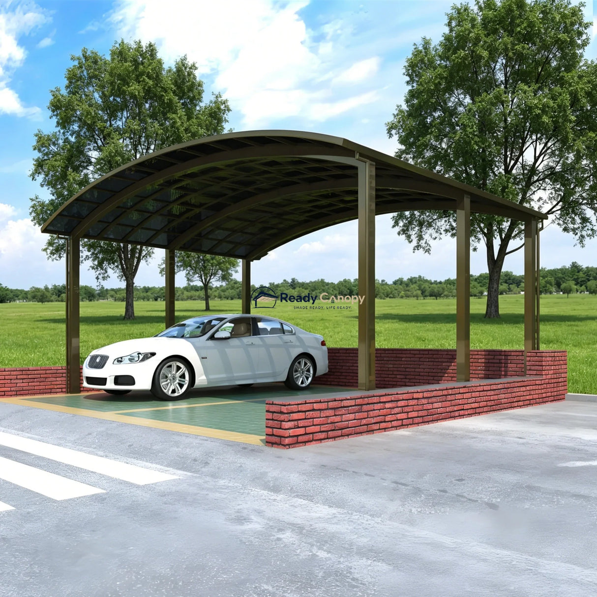 M-Shape Double Carport - Champagne