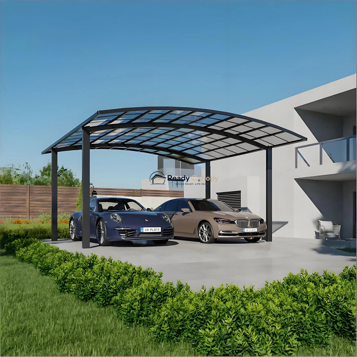 M-Shape Double Carport - Grey