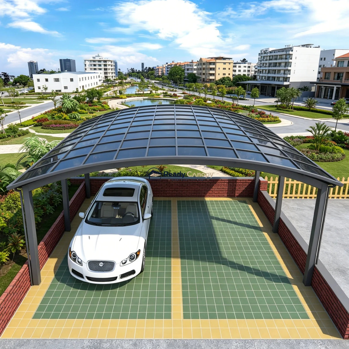 M-Shape Double Carport - Grey