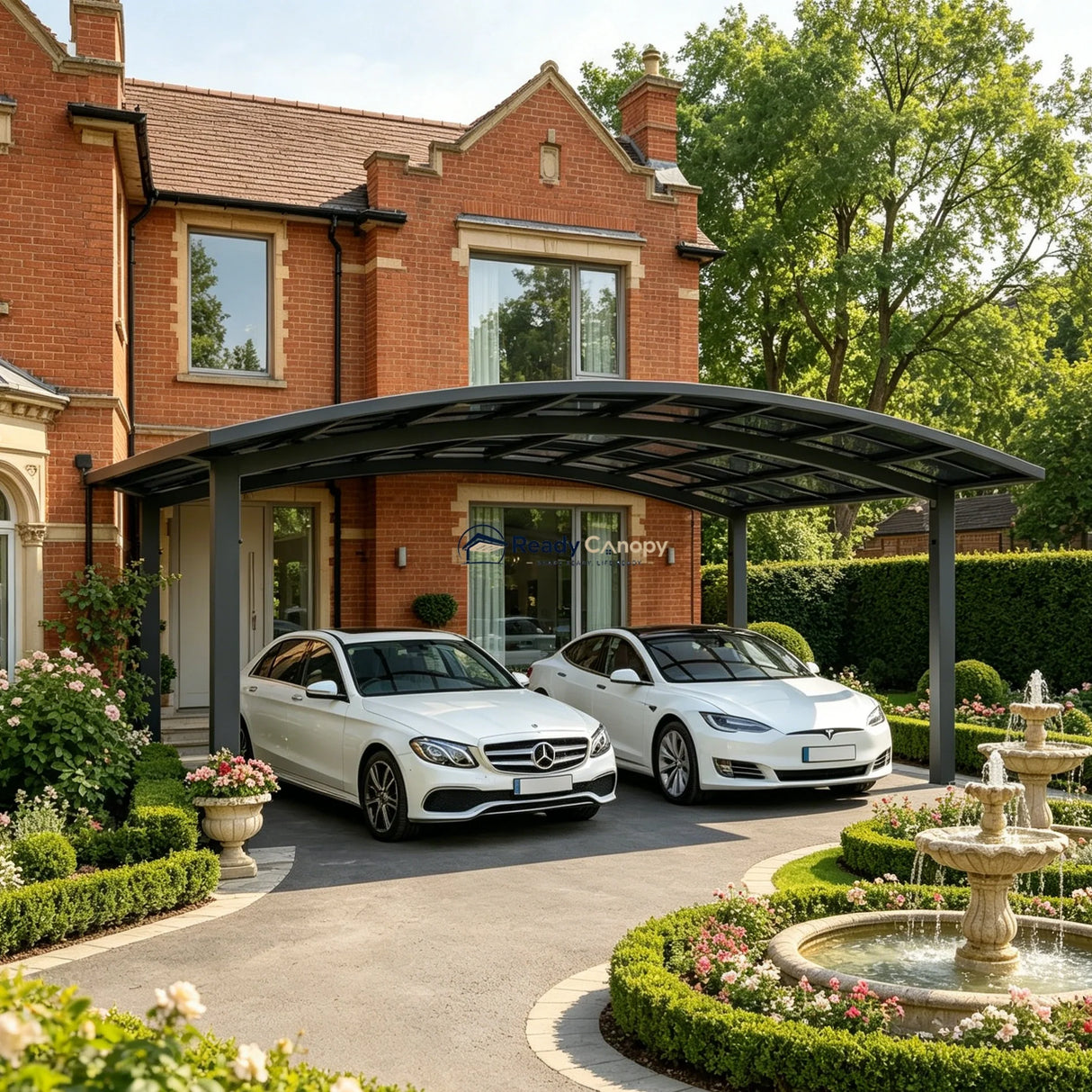 M-Shape Double Carport - Grey