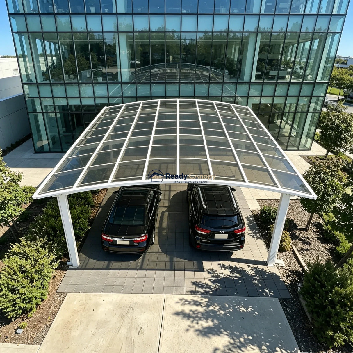 M-Shape Double Carport - White