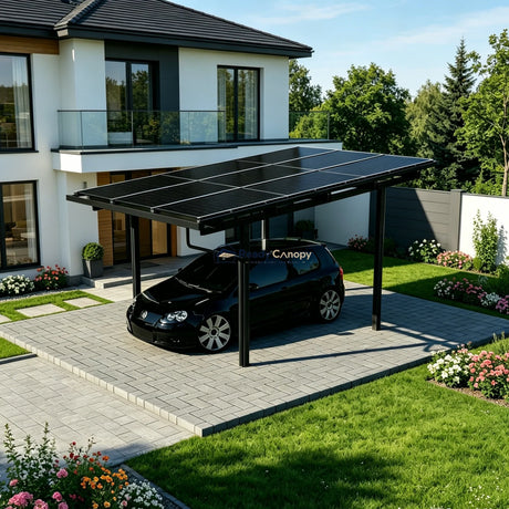 Single Solar Carport 4kW Kit Black with 9 Solar