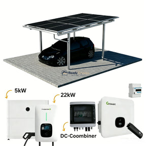 solar carport with 9 black solar panels and silver frame