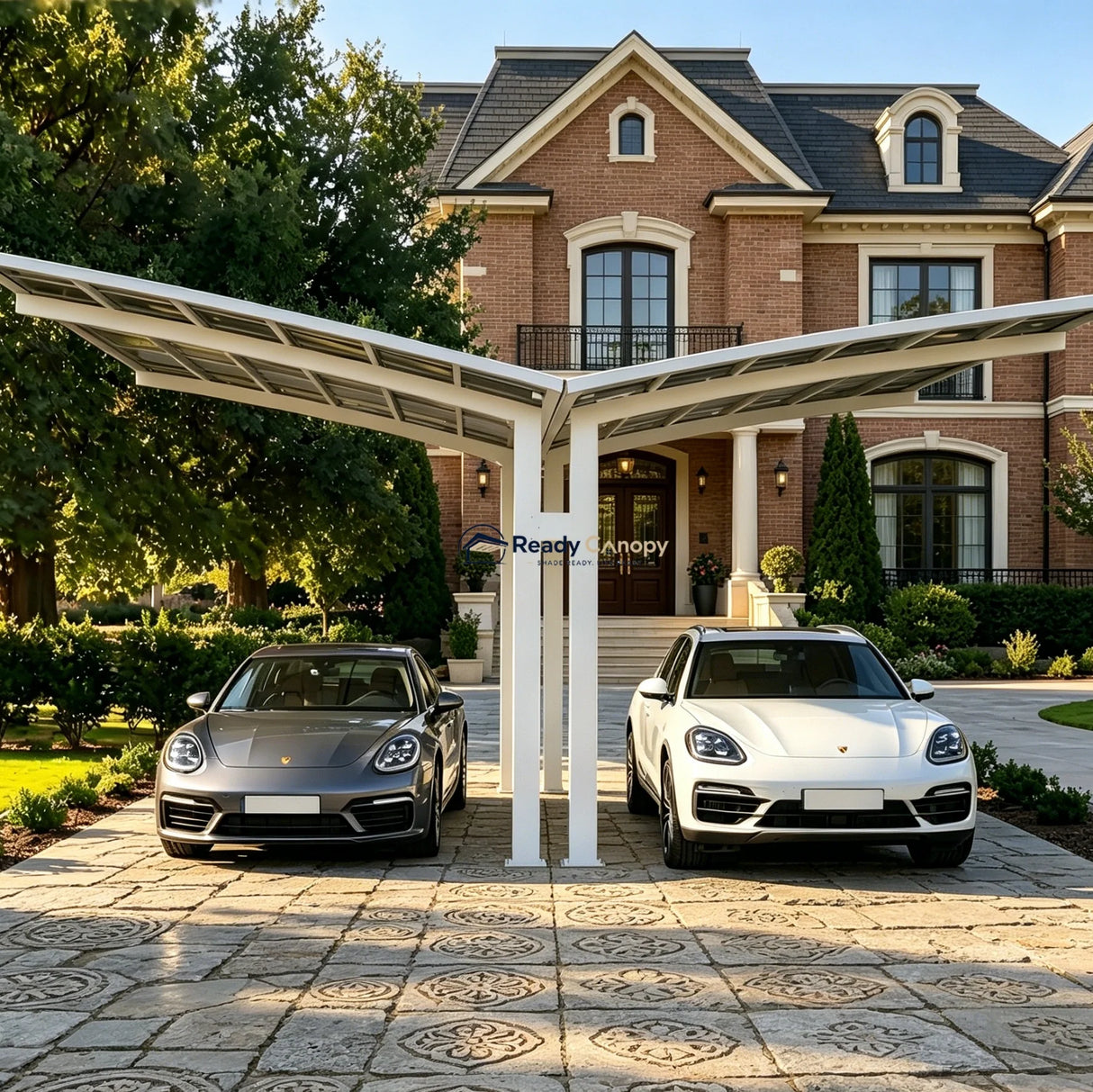Y Shape Double Carport Kit - White