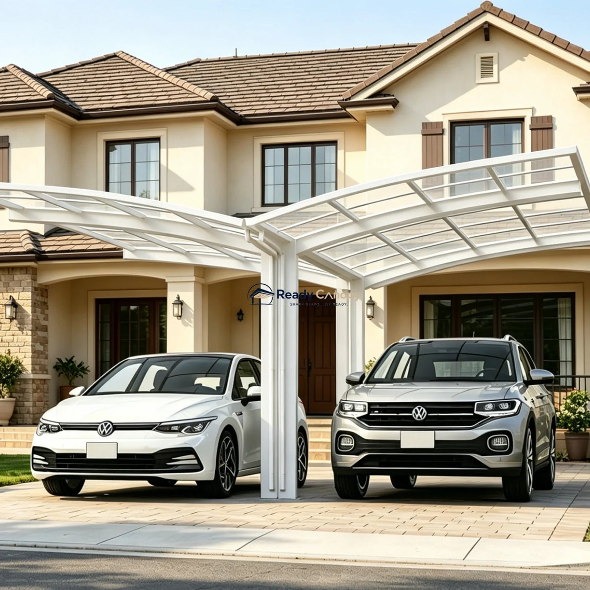 Y Shape Double Carport Kit - White