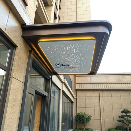 Custom Aluminum Solid Panel Awning with Fiber Optic Starry Sky - Ready Canopy