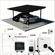 Double Solar Carport Kit Black – Includes 15 Solar Modules 6 kW Inverter(Optional Battery Storage & Wallbox) - Ready Canopy