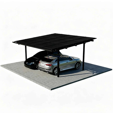 Double Solar Carport Kit Black - Ready Canopy