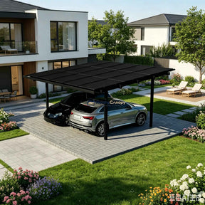 Double Solar Carport Kit Black - Ready Canopy