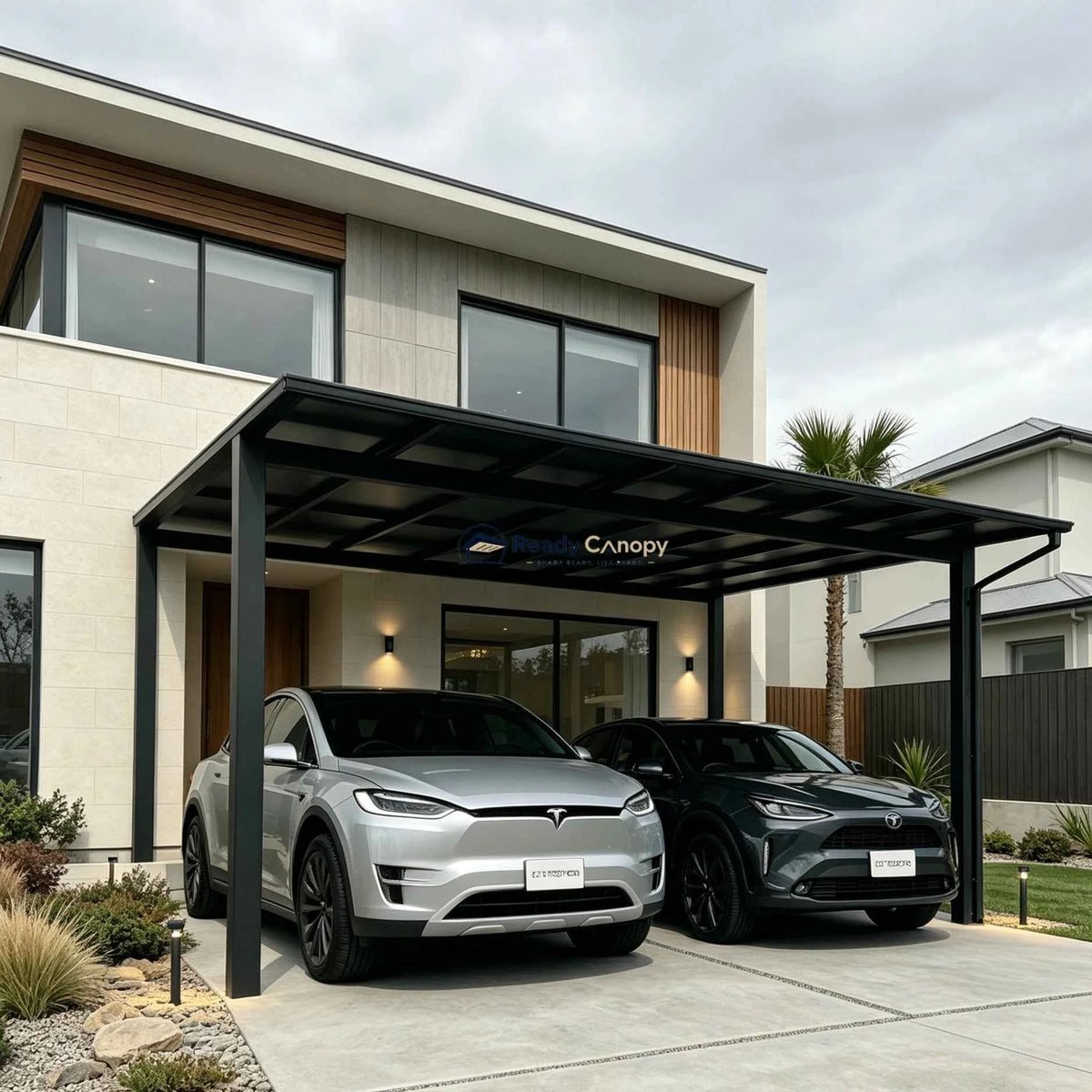 Insulated Double Carports Kit - Grey - Ready Canopy