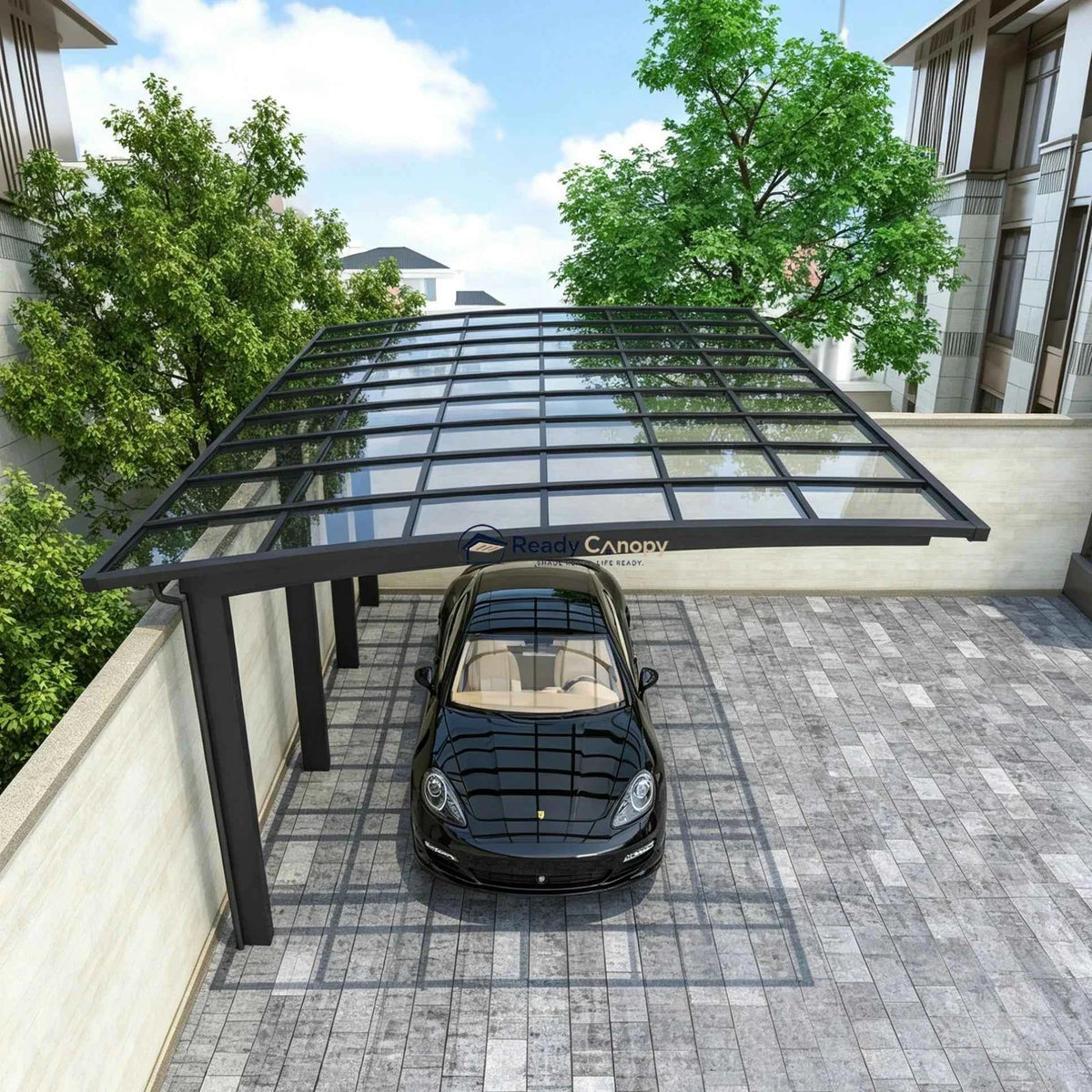 L Shape Cantilever Single Carport - Grey - Ready Canopy