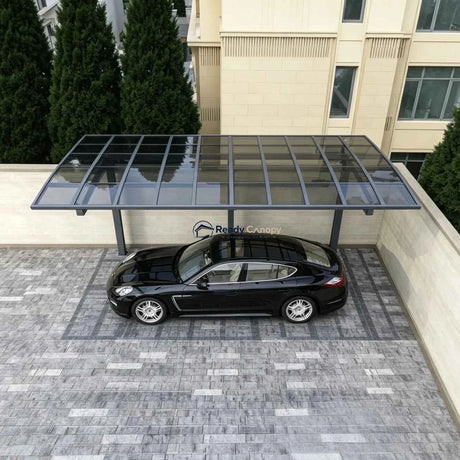 L Shape Cantilever Single Carport - Grey - Ready Canopy