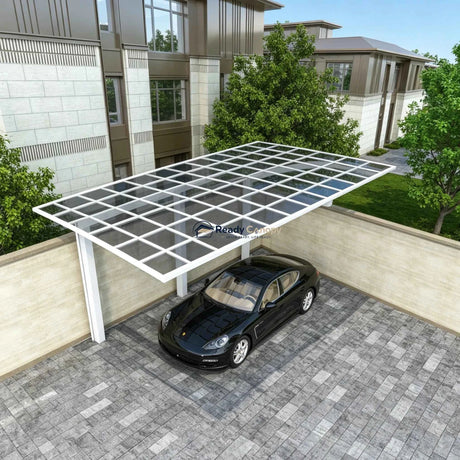 L Shape Cantilever Single Carport - White - Ready Canopy