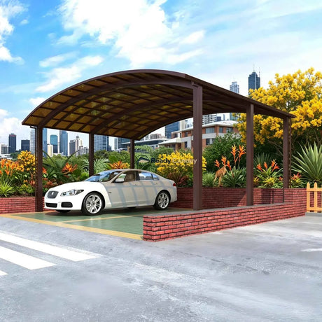 M-Shape Double Carport - Brown - Ready Canopy
